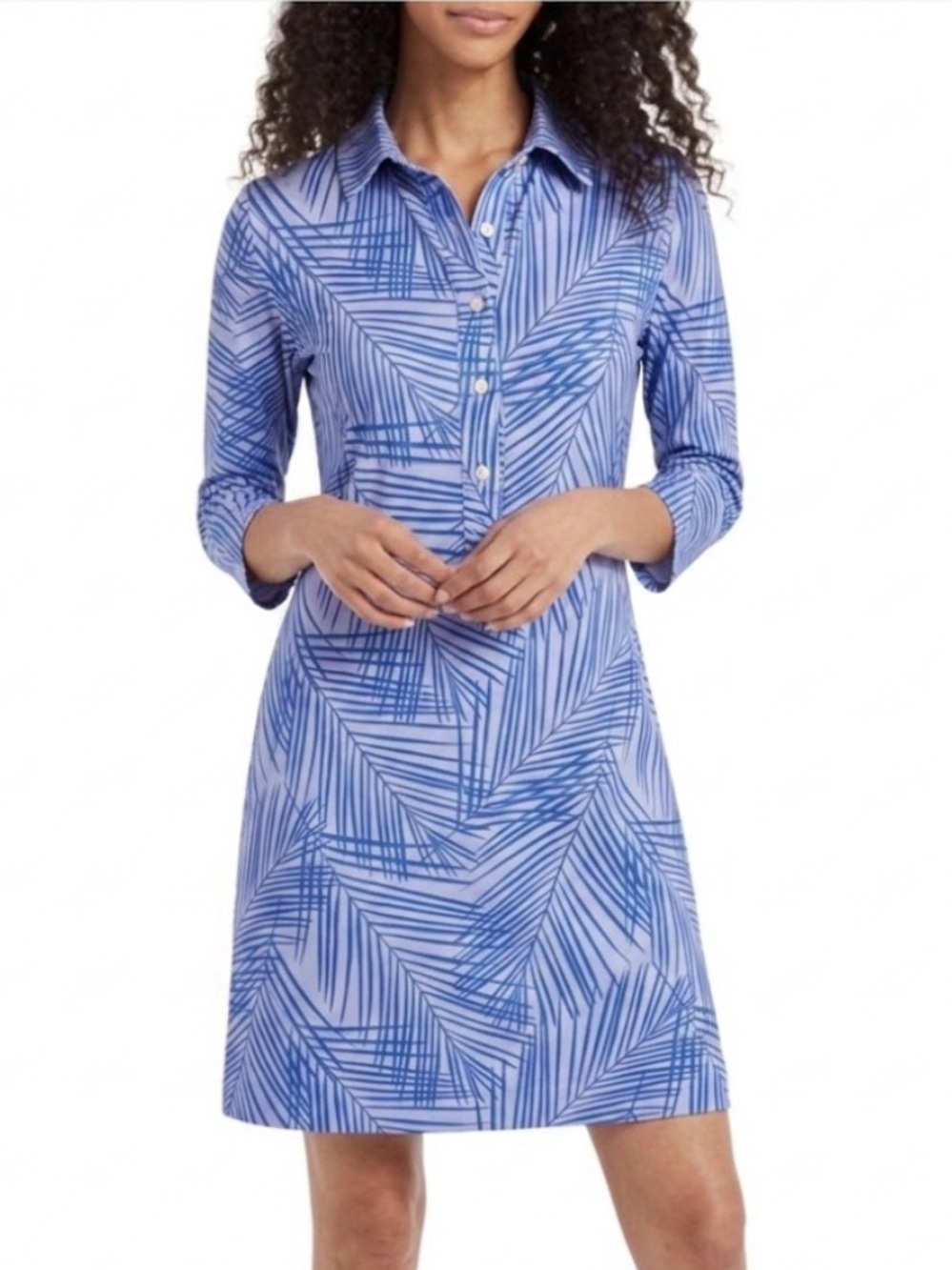 Vineyard Vines Sankaty Margo Shirtdress Light Blue Tropical Print Small Travel